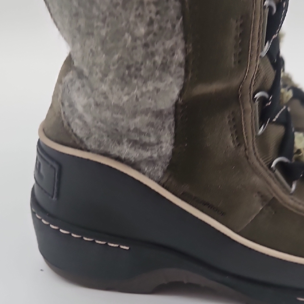 Sorel Women's Tall Olive Winter Boots with Faux Fur Trim - Picture 7 of 15